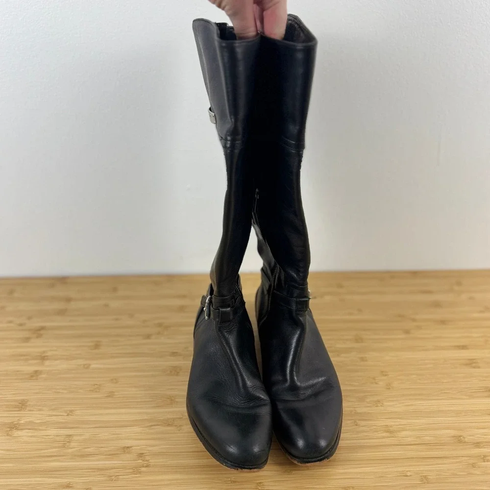 COACH Micha Black Leather Knee High Boots Wide Calf Size 9.5 B‎ A6848